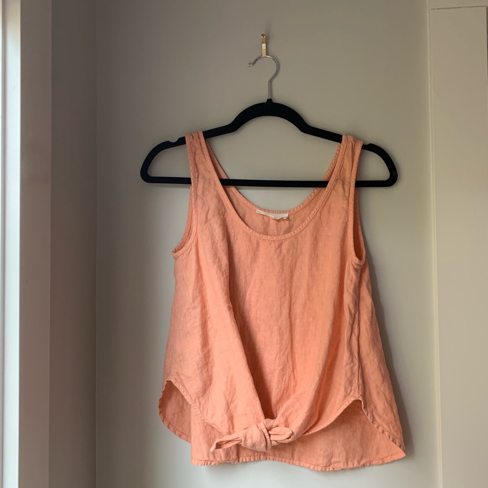 Lou & Grey for Loft Coral Tie Front Linen Tank